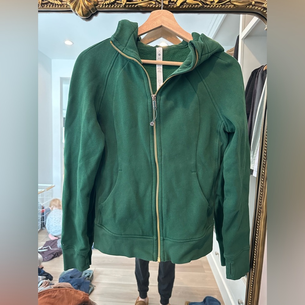 Lululemon Full Zip Scuba Everglade Green Gold Zip size 6
